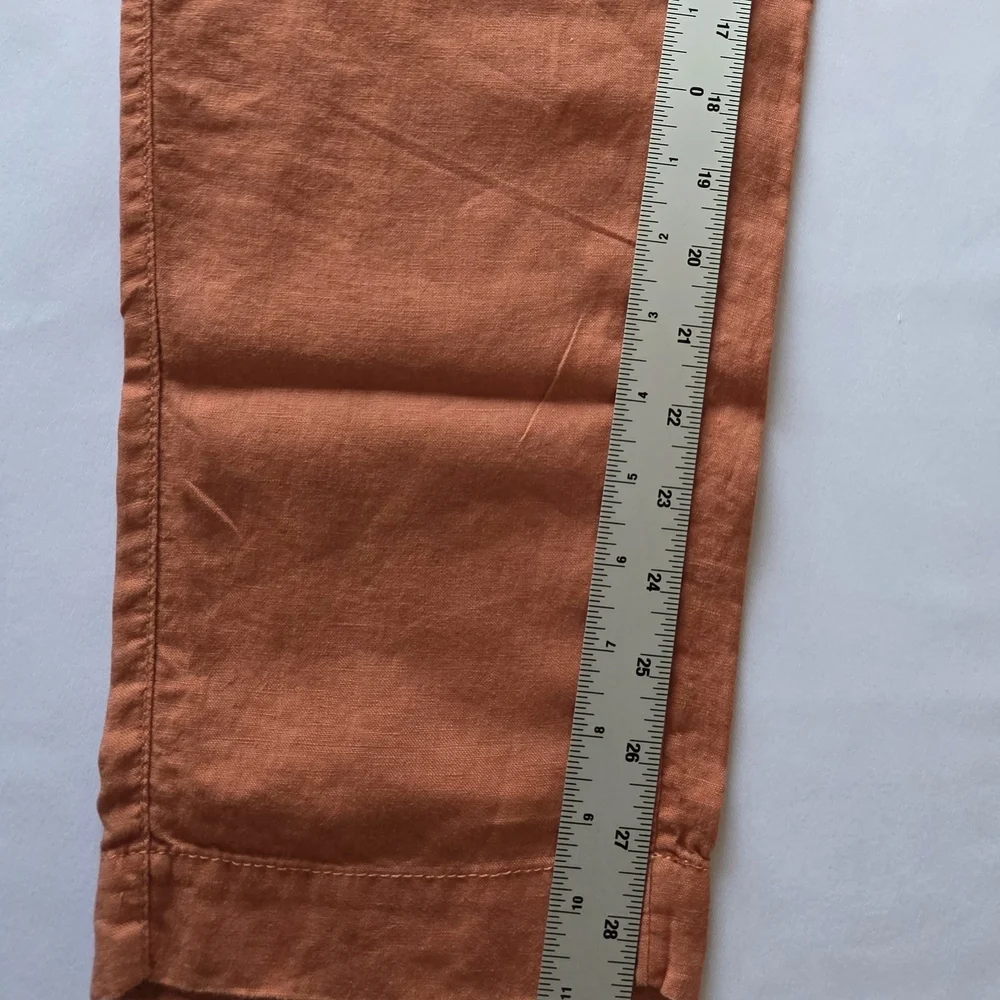 Athleta 100% Linen Pants Women Size 6 Orange Elastic Waist Lightweight Summer - Picture 10 of 10